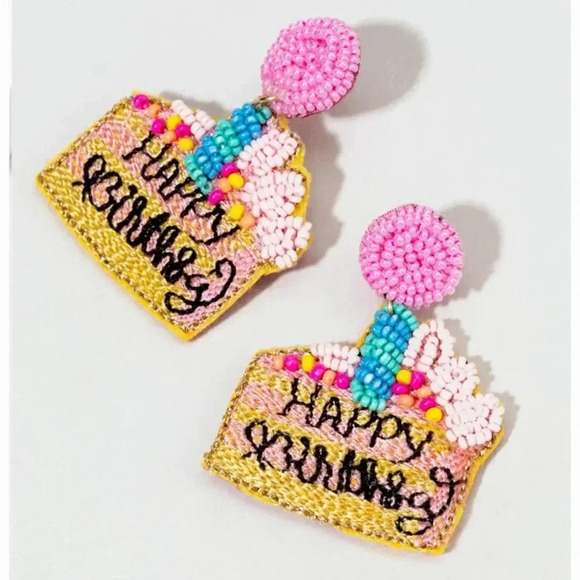 Francesca's Birthday Cake Bright Beaded Dangle Earrings New - Picture 1 of 6